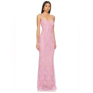 V. Chapman Pink Lace Maxi Dress